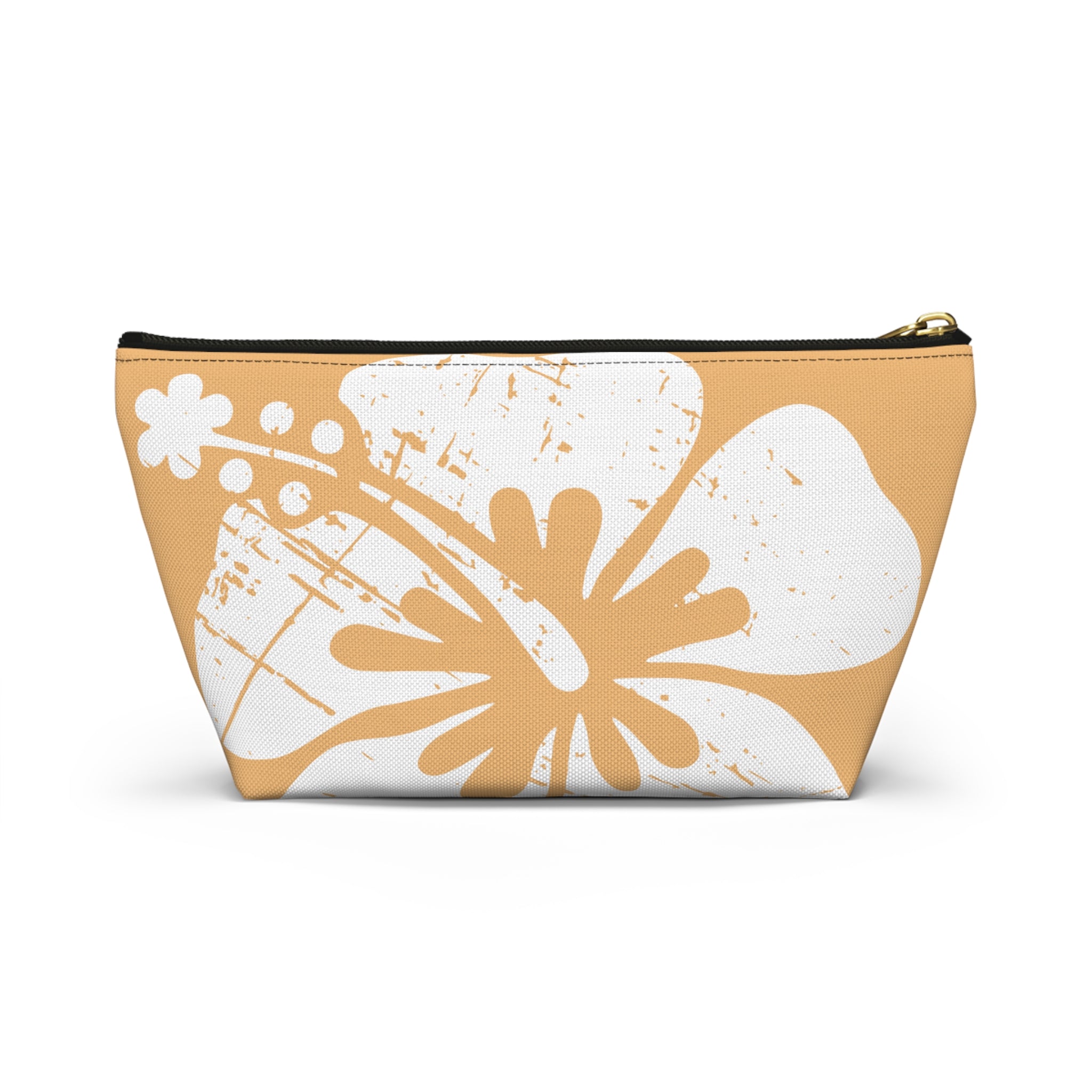 "The Classic Hibiscus" Accessory Pouch w T-bottom - Distressed Orange