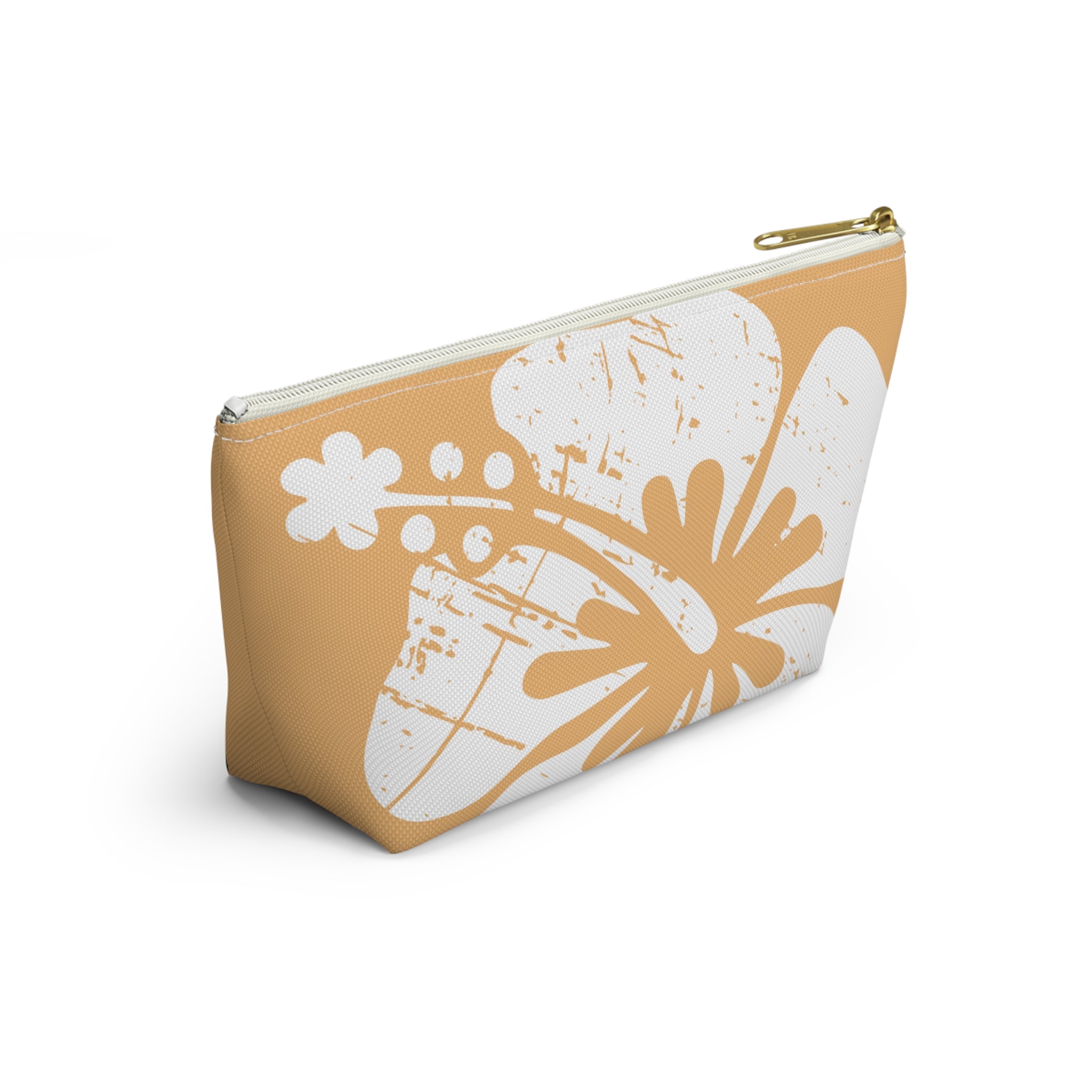 "The Classic Hibiscus" Accessory Pouch w T-bottom - Distressed Orange