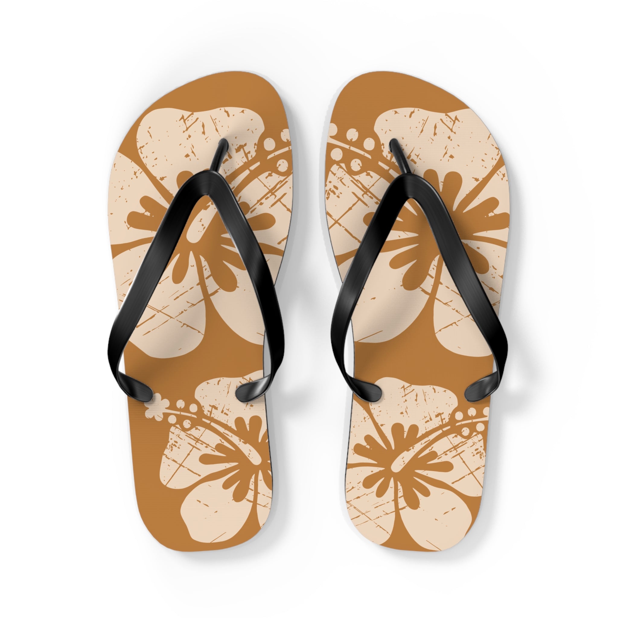 "The Classic Hibiscus" Flip Flop - Distressed Brown