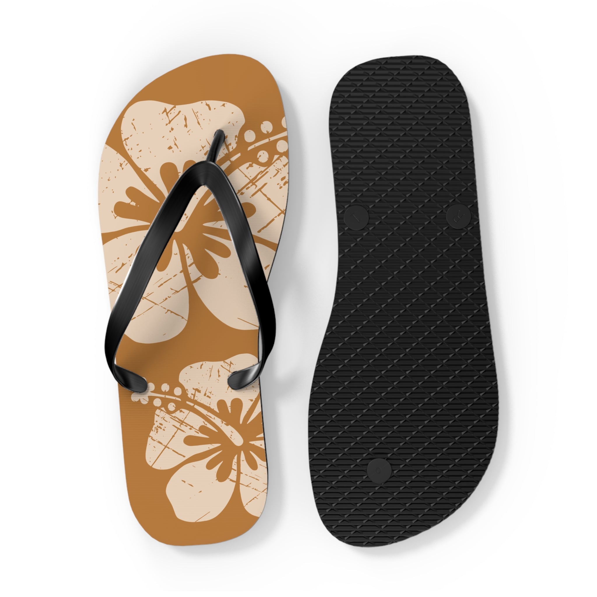 "The Classic Hibiscus" Flip Flop - Distressed Brown