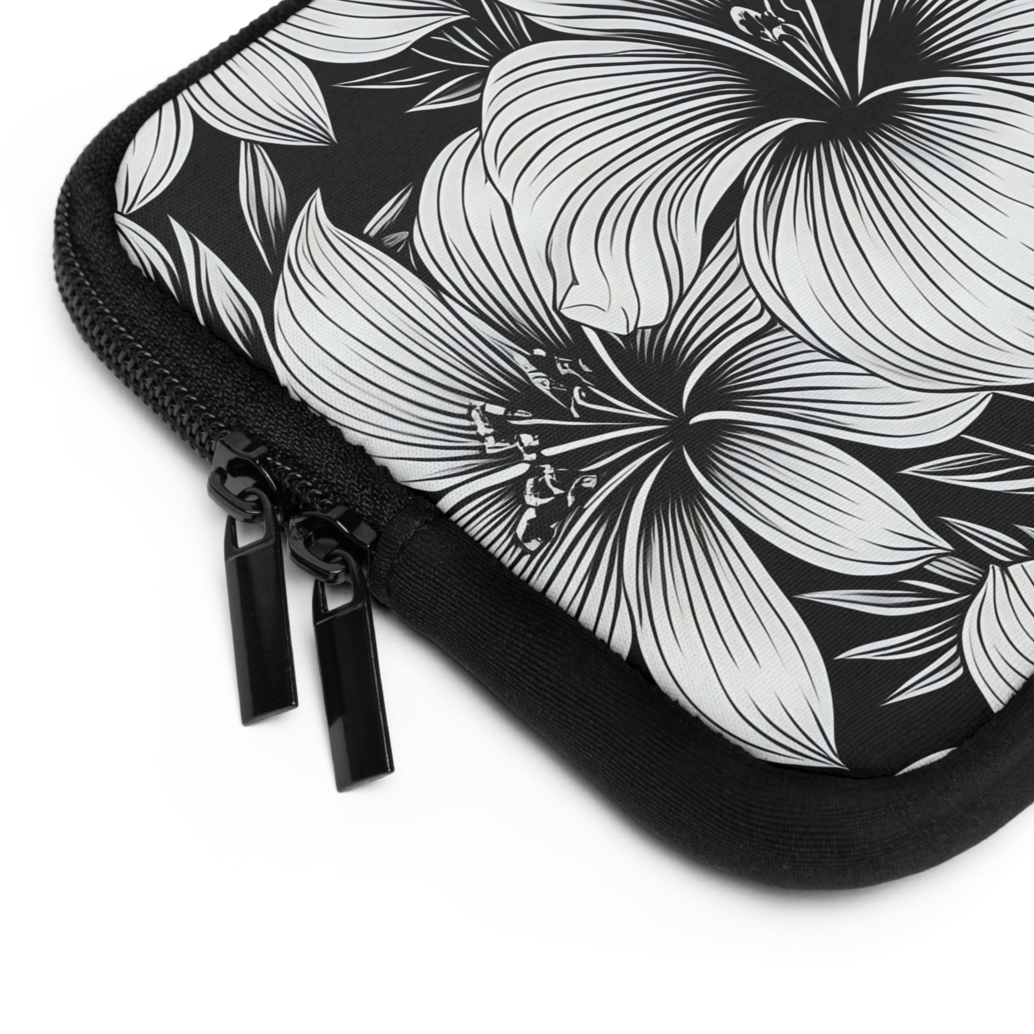 "The Hibiscus" Laptop Sleeve - Black and White