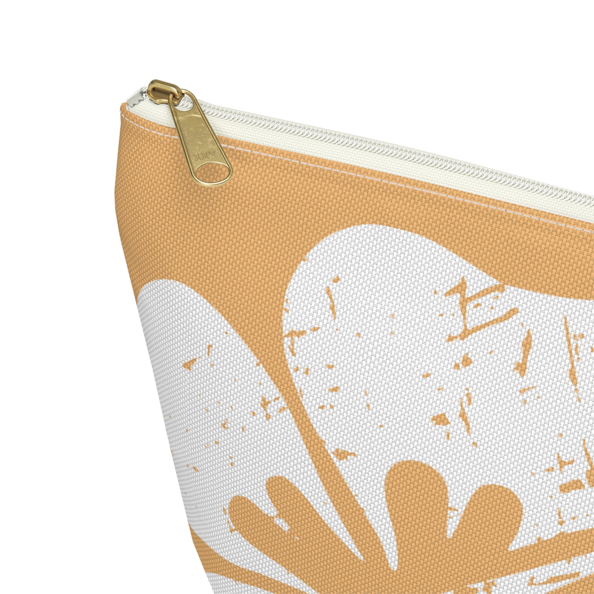 "The Classic Hibiscus" Accessory Pouch w T-bottom - Distressed Orange