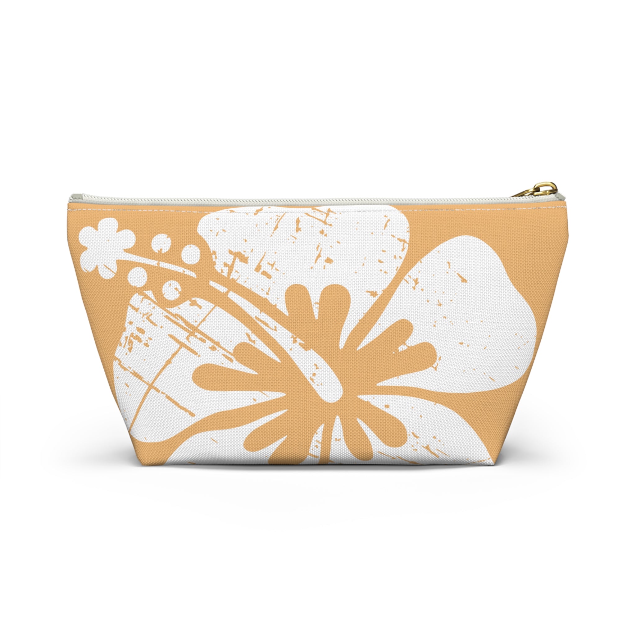 "The Classic Hibiscus" Accessory Pouch w T-bottom - Distressed Orange
