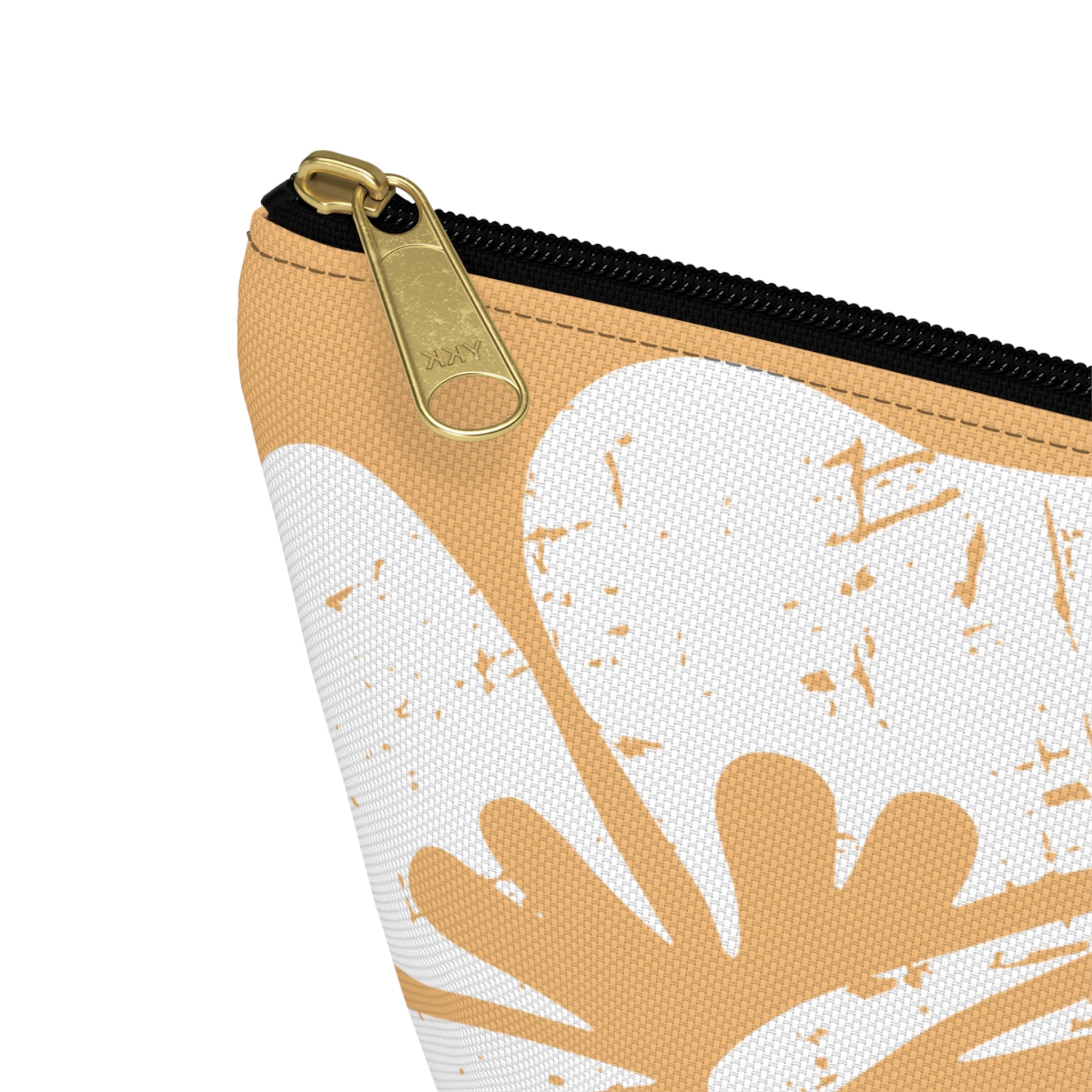 "The Classic Hibiscus" Accessory Pouch w T-bottom - Distressed Orange