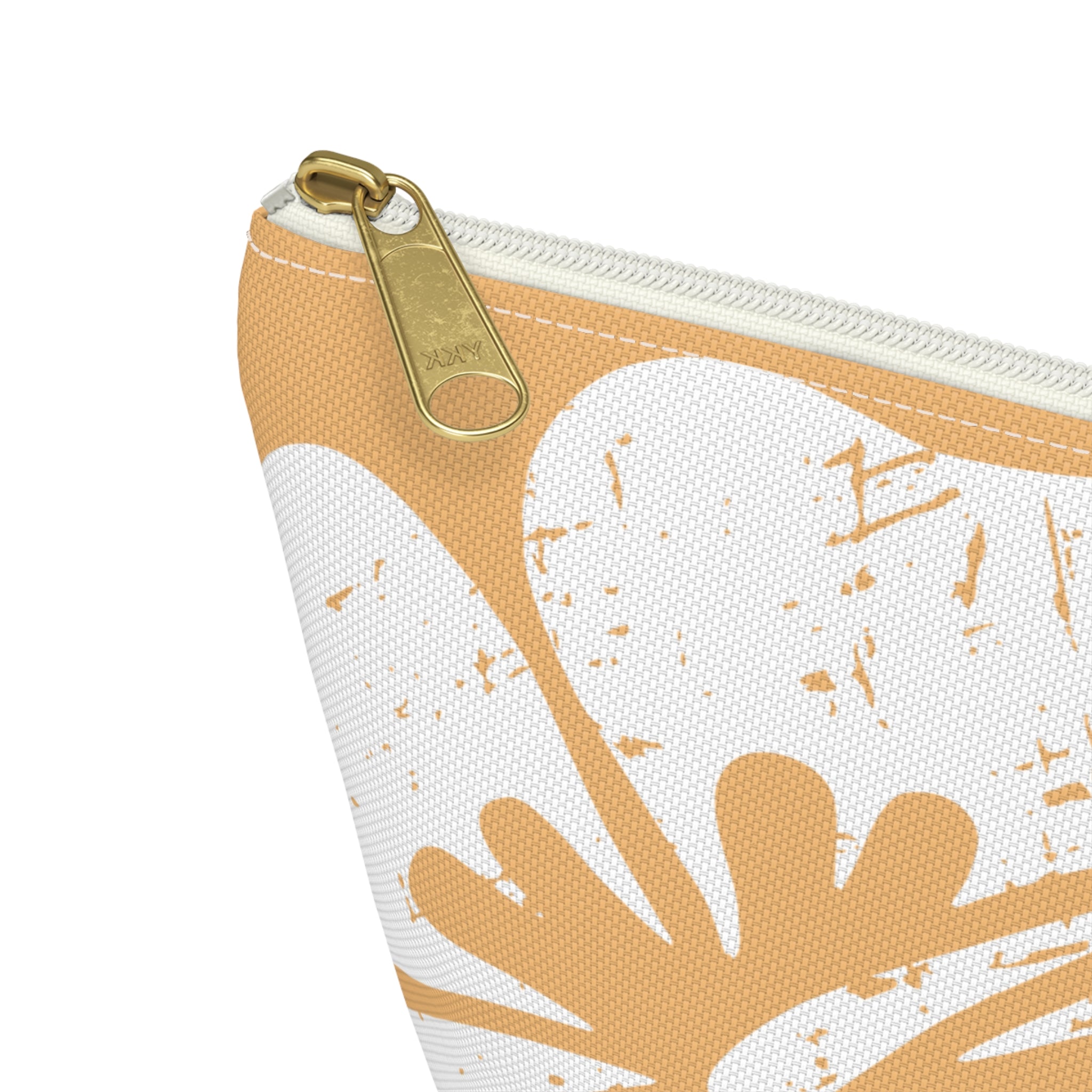 "The Classic Hibiscus" Accessory Pouch w T-bottom - Distressed Orange