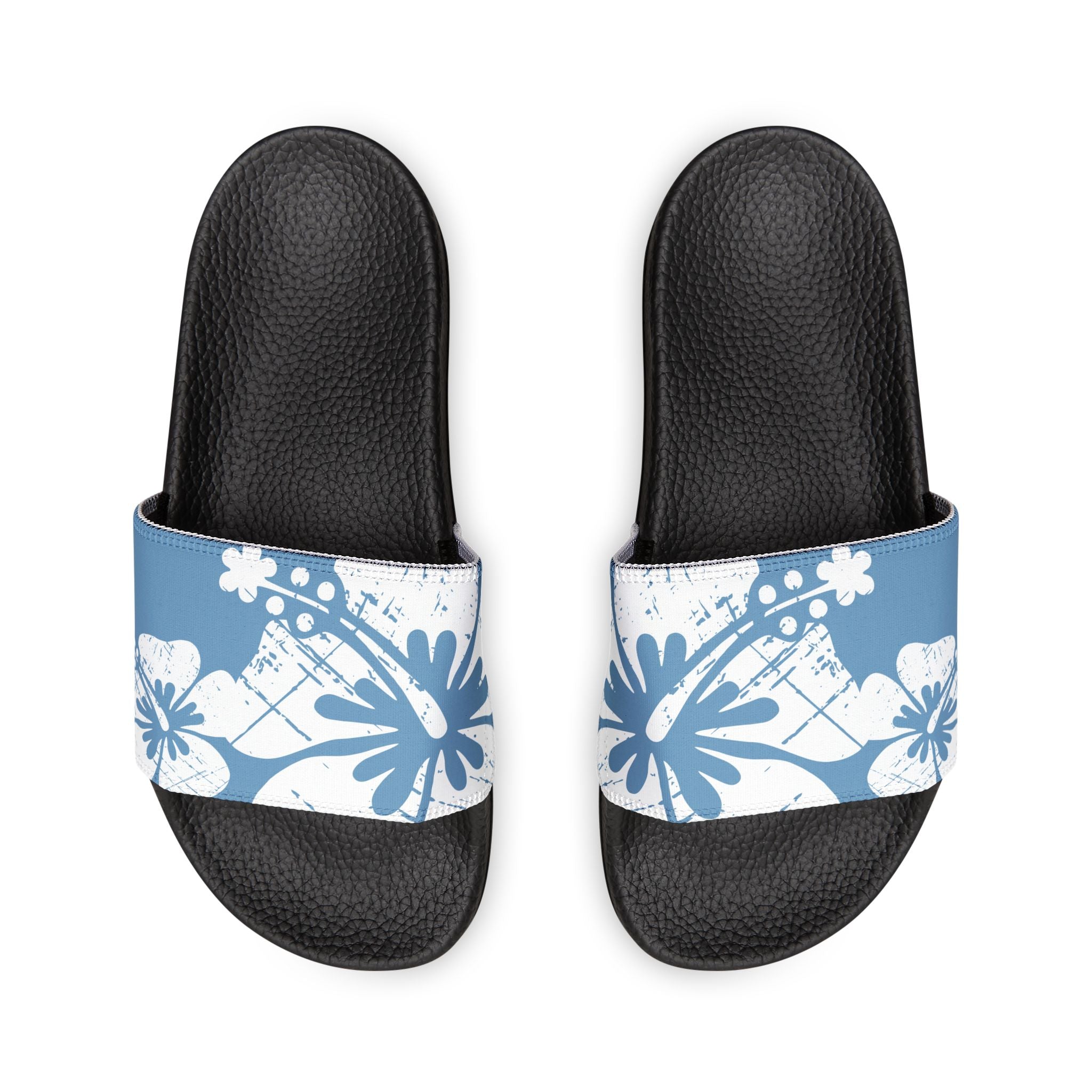 "Destressed Blue Hibiscus" Slide - featuring removable strap