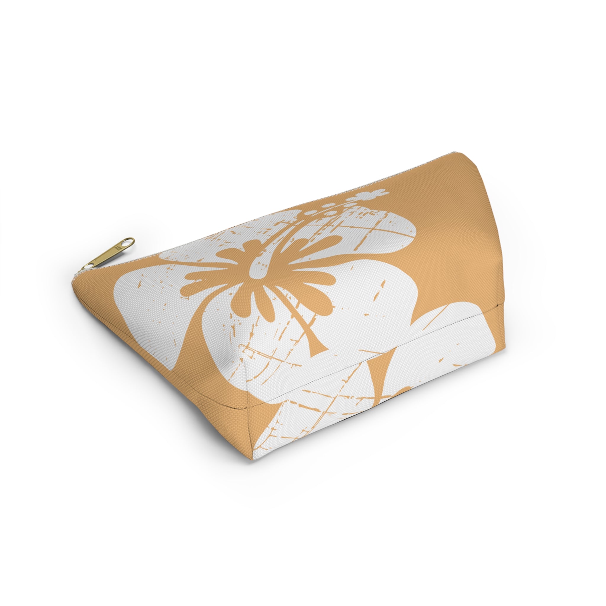"The Classic Hibiscus" Accessory Pouch w T-bottom - Distressed Orange