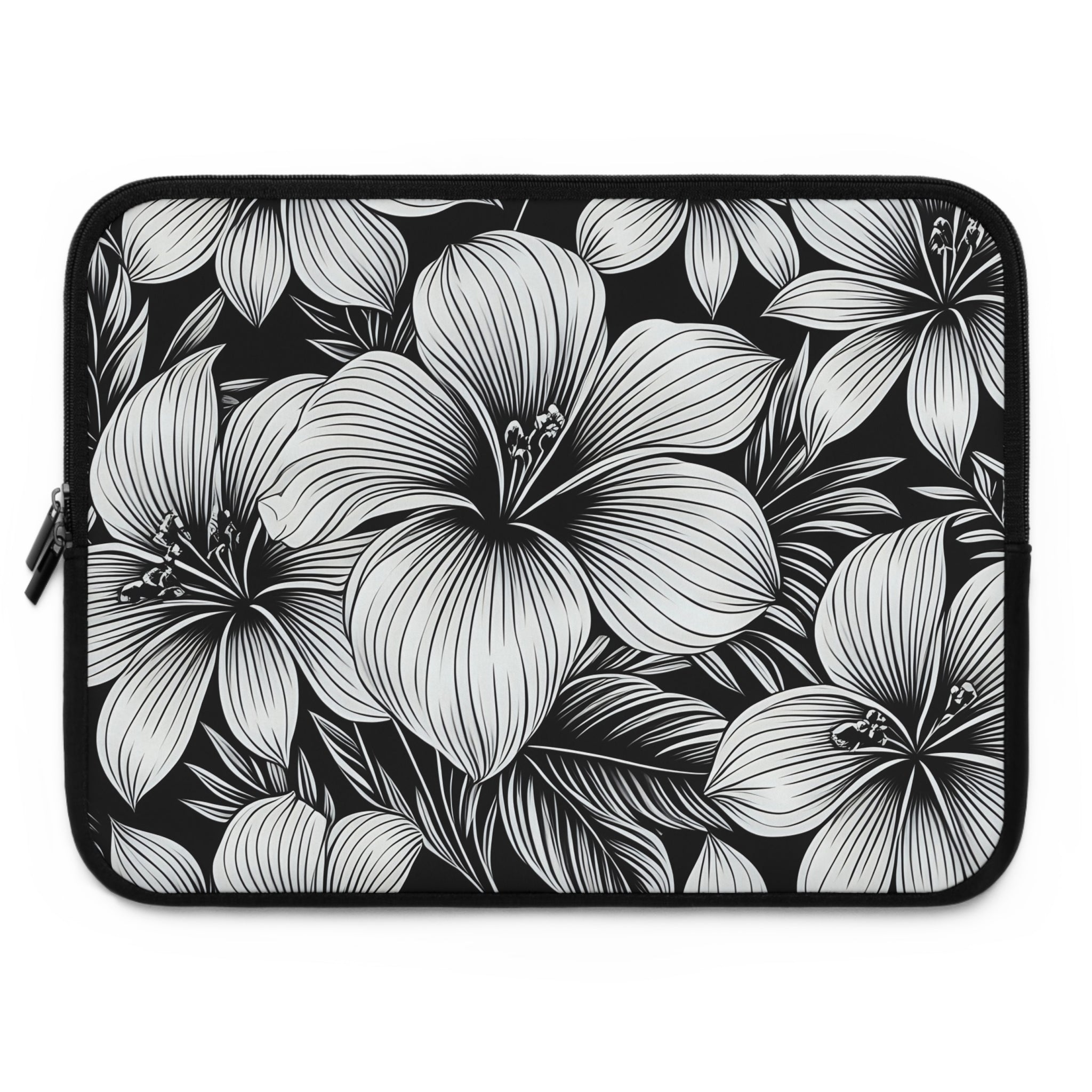 "The Hibiscus" Laptop Sleeve - Black and White