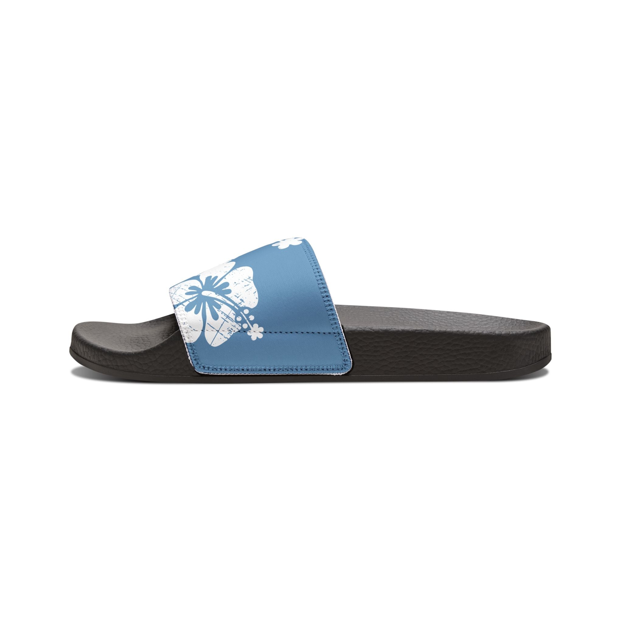 "Destressed Blue Hibiscus" Slide - featuring removable strap
