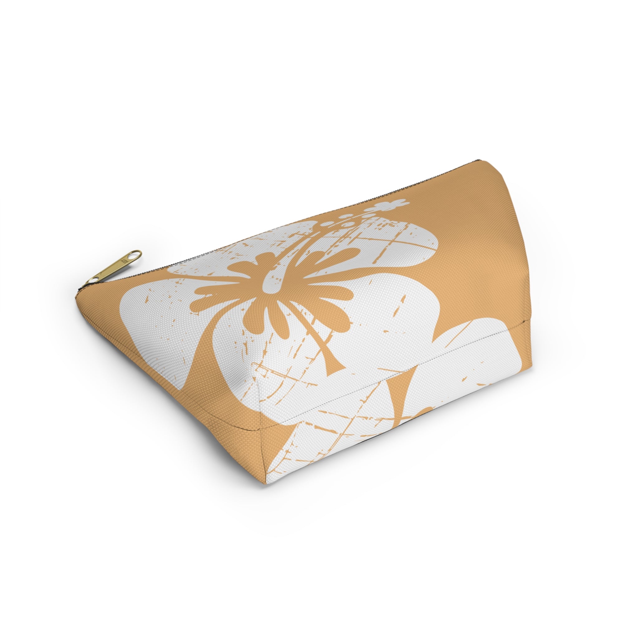 "The Classic Hibiscus" Accessory Pouch w T-bottom - Distressed Orange