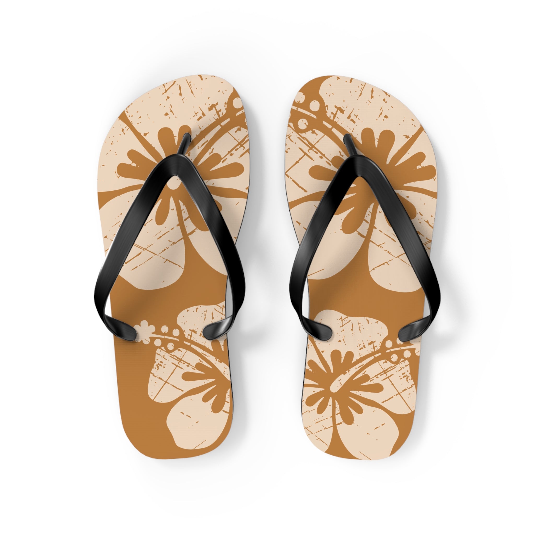 "The Classic Hibiscus" Flip Flop - Distressed Brown
