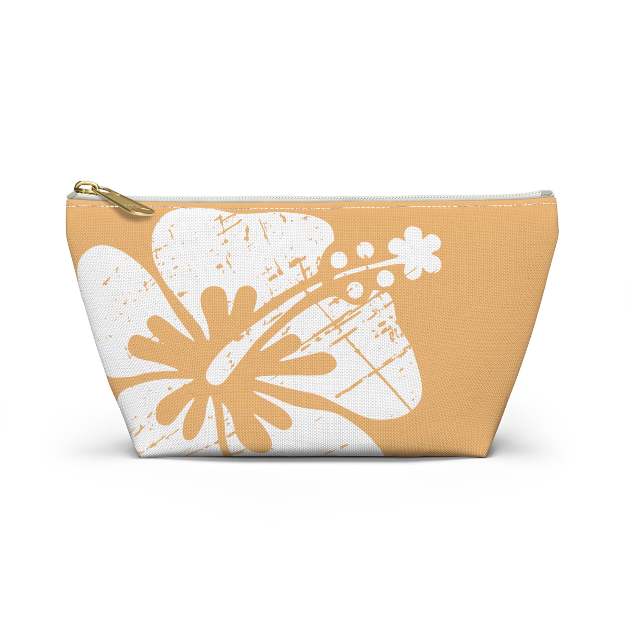 "The Classic Hibiscus" Accessory Pouch w T-bottom - Distressed Orange
