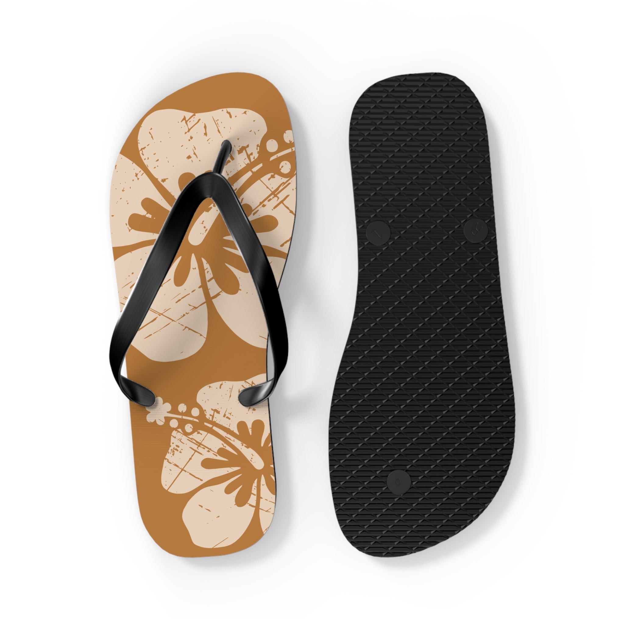 "The Classic Hibiscus" Flip Flop - Distressed Brown