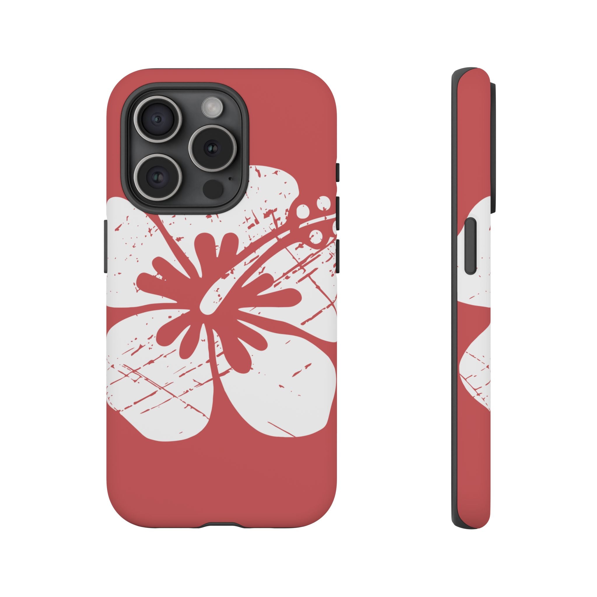 "The Classic Hibiscus" Phone Cover - Distressed Red