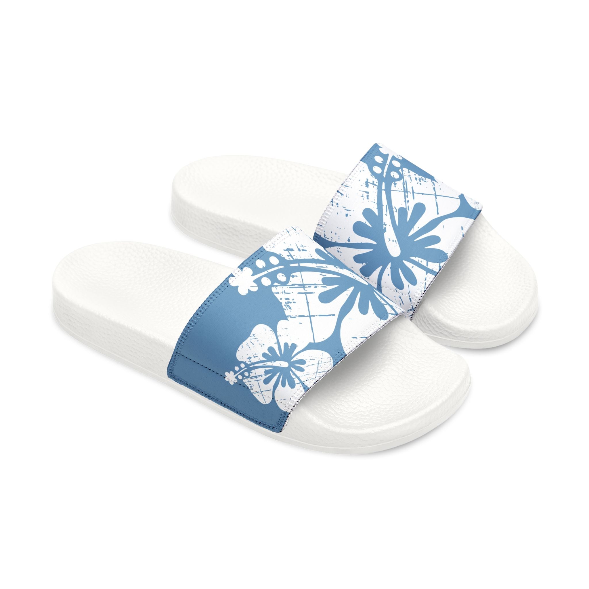 "Destressed Blue Hibiscus" Slide - featuring removable strap