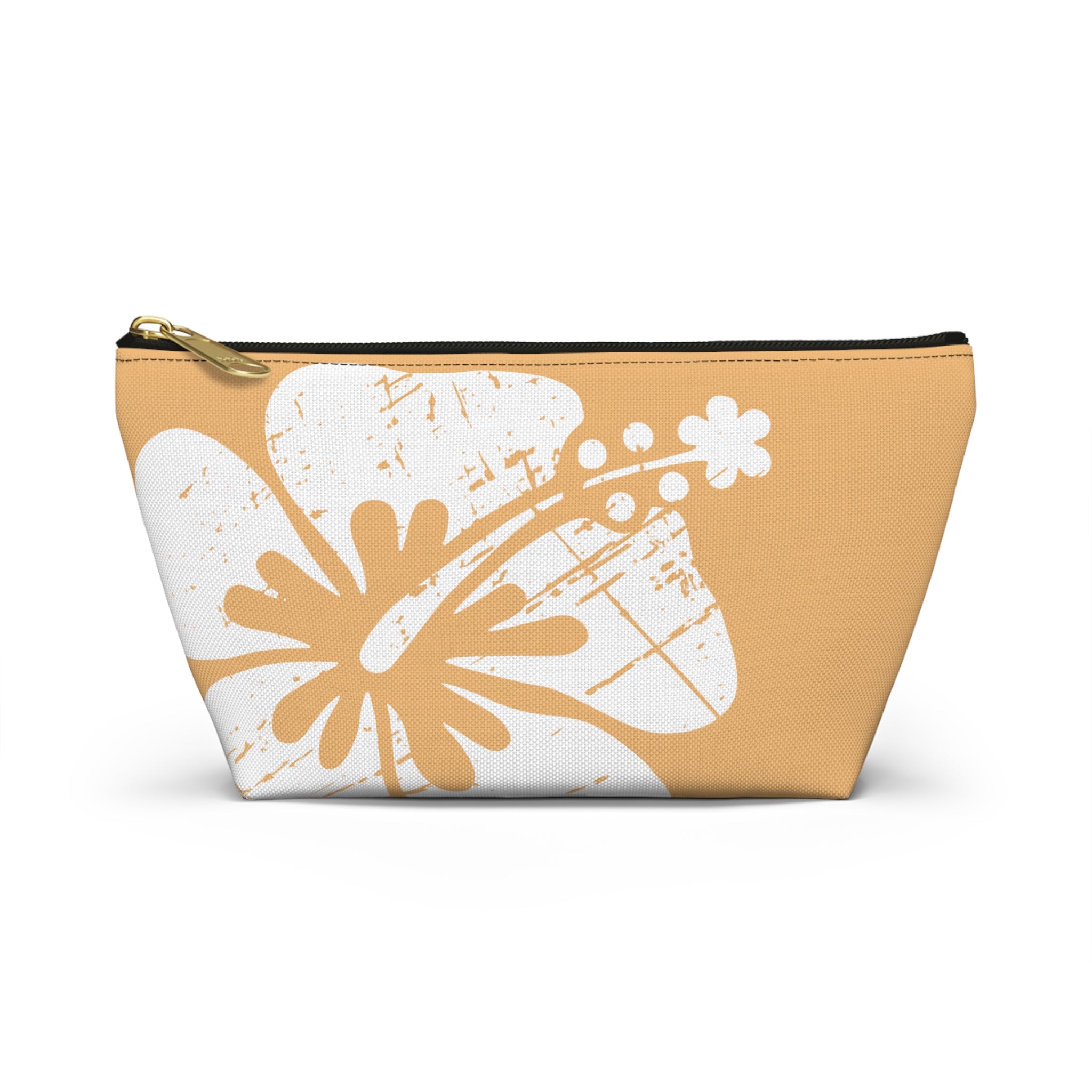 "The Classic Hibiscus" Accessory Pouch w T-bottom - Distressed Orange
