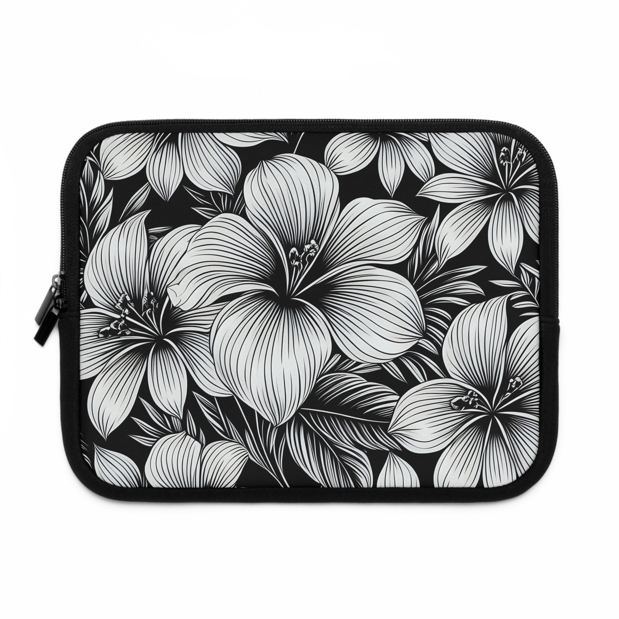 "The Hibiscus" Laptop Sleeve - Black and White