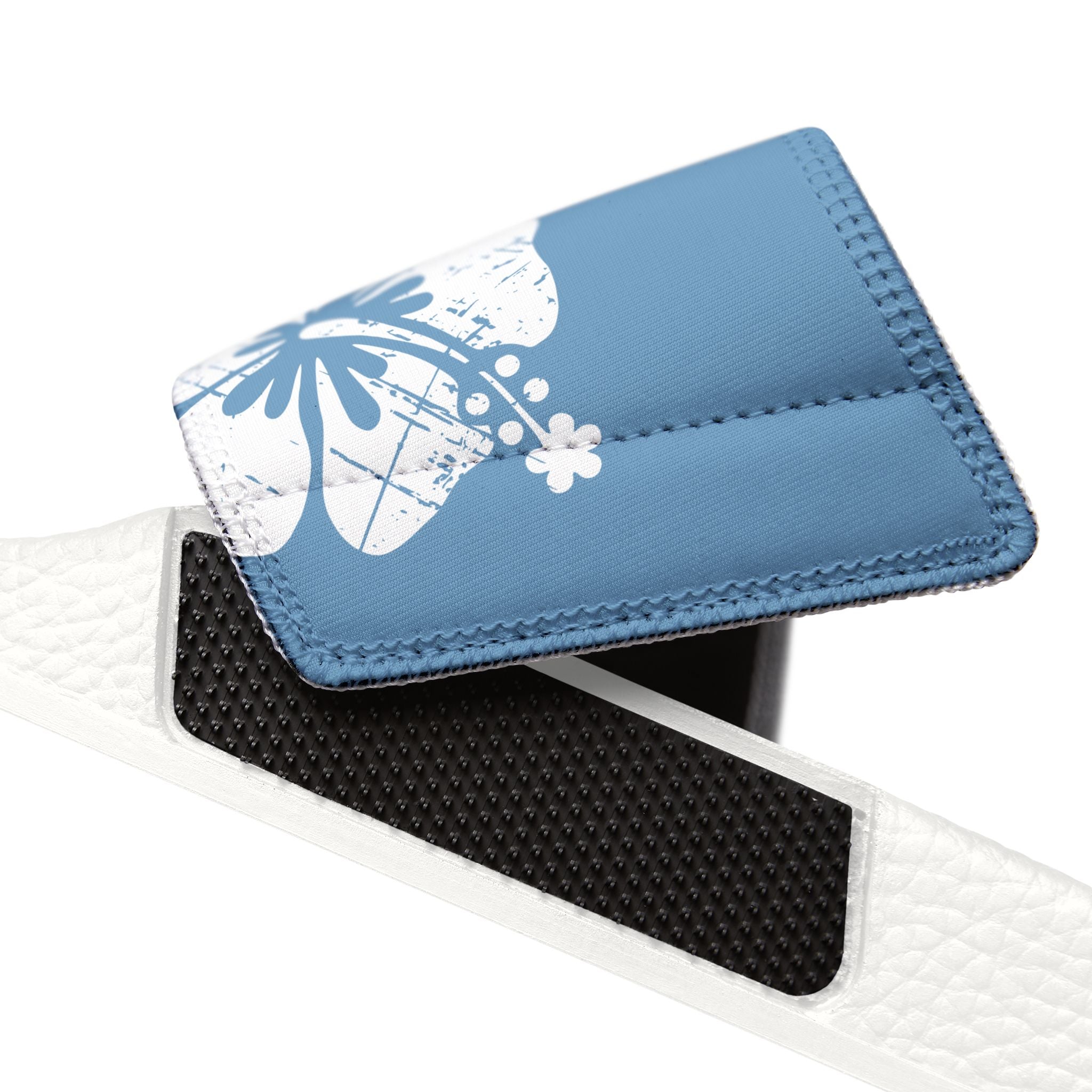 "Destressed Blue Hibiscus" Slide - featuring removable strap