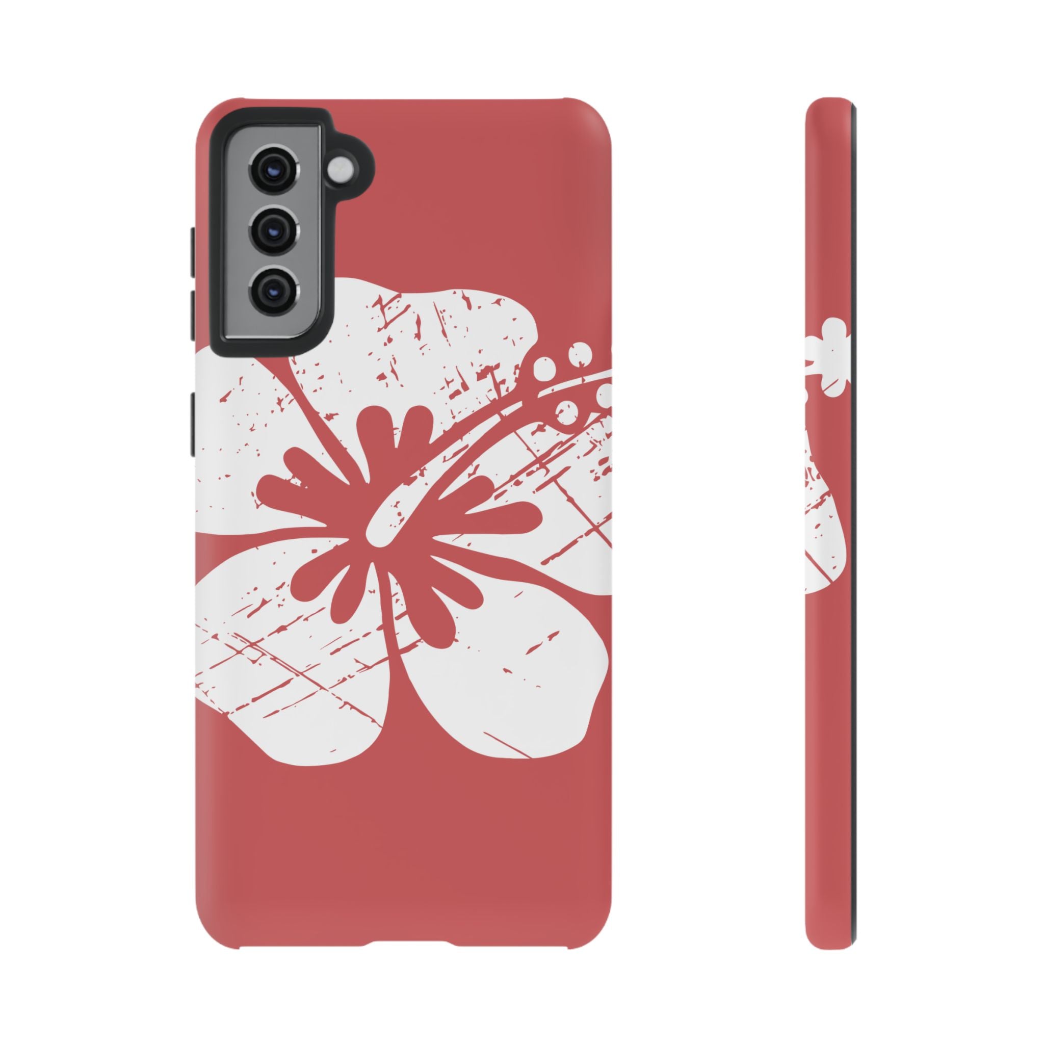 "The Classic Hibiscus" Phone Cover - Distressed Red