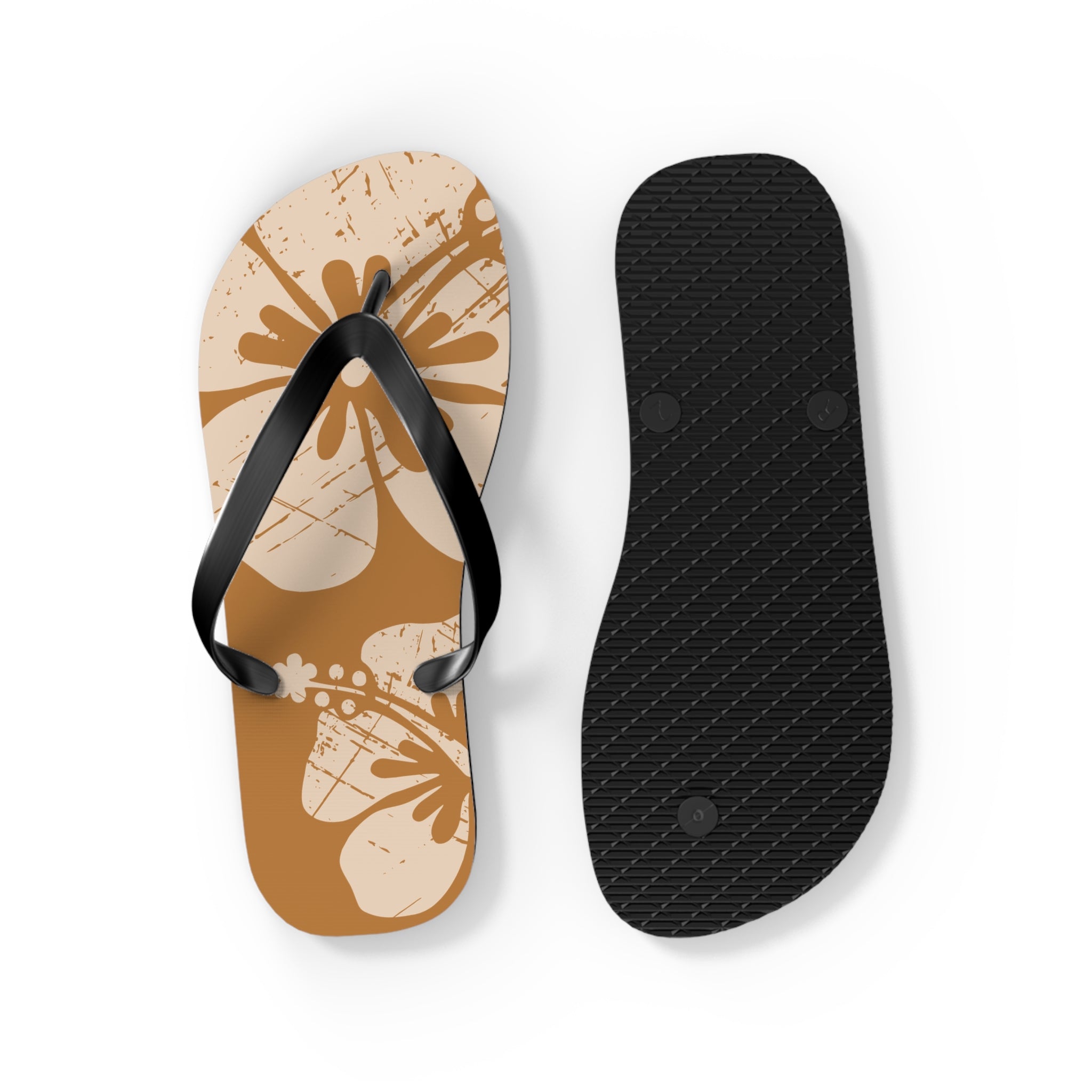 "The Classic Hibiscus" Flip Flop - Distressed Brown