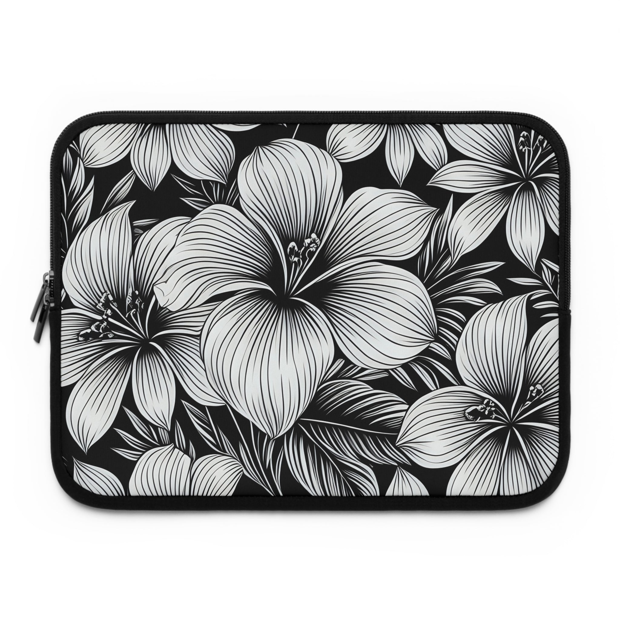 "The Hibiscus" Laptop Sleeve - Black and White