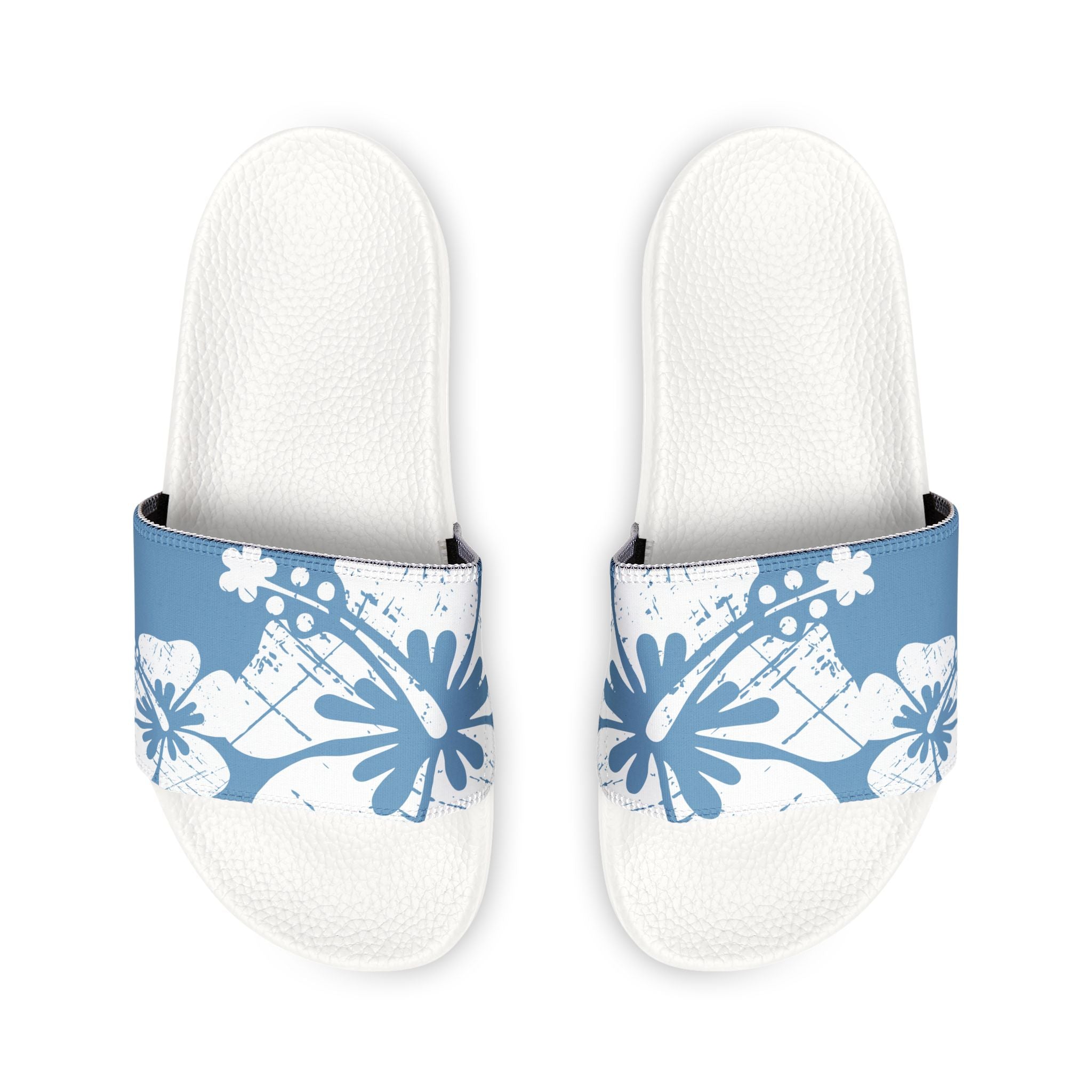 "Destressed Blue Hibiscus" Slide - featuring removable strap