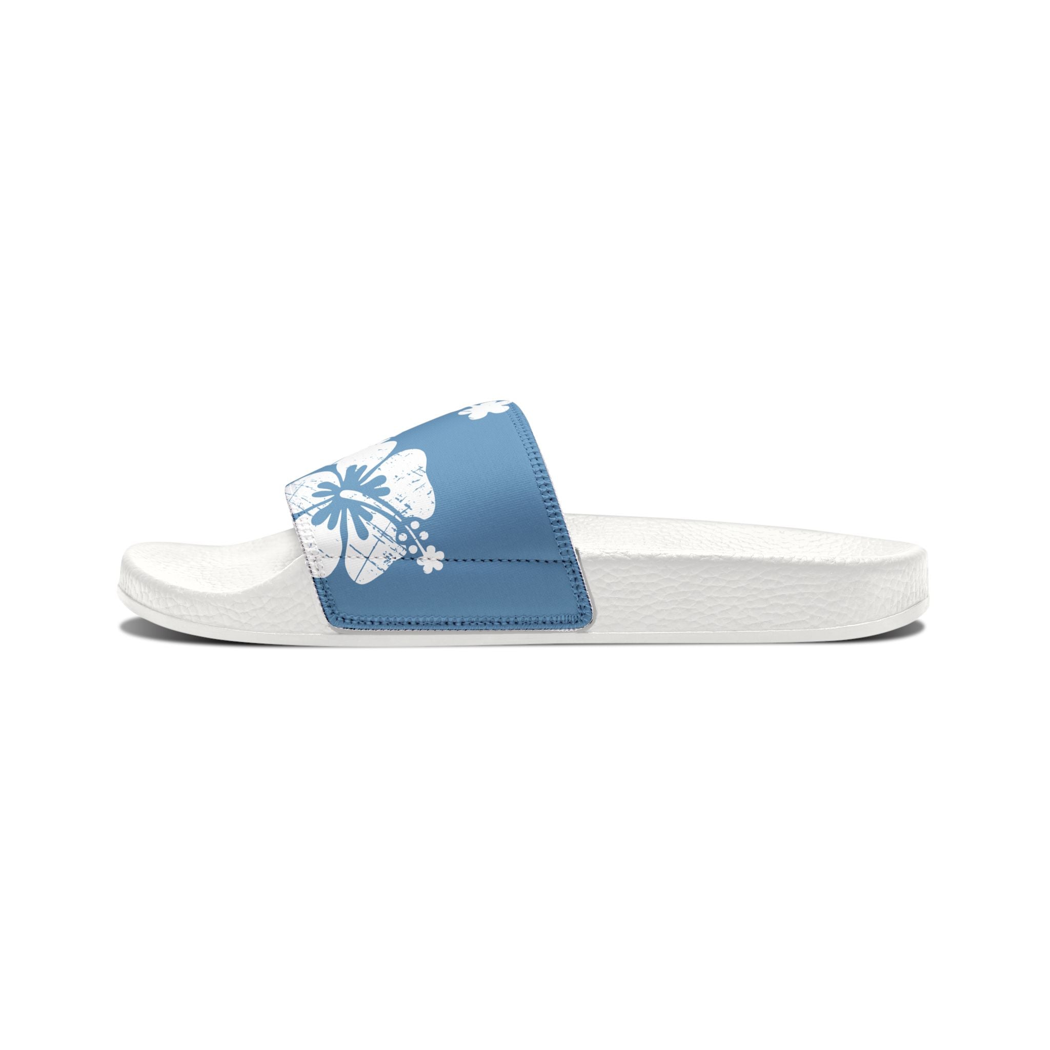 "Destressed Blue Hibiscus" Slide - featuring removable strap