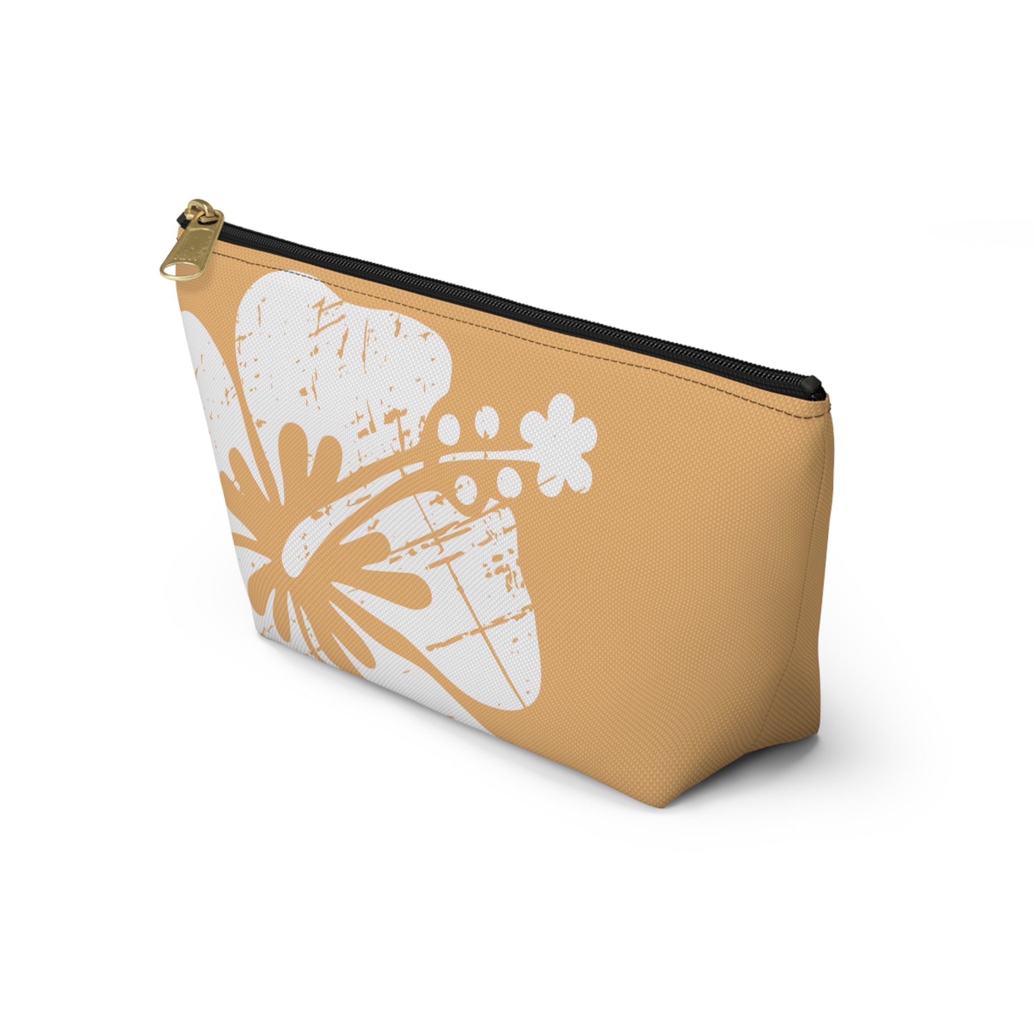 "The Classic Hibiscus" Accessory Pouch w T-bottom - Distressed Orange