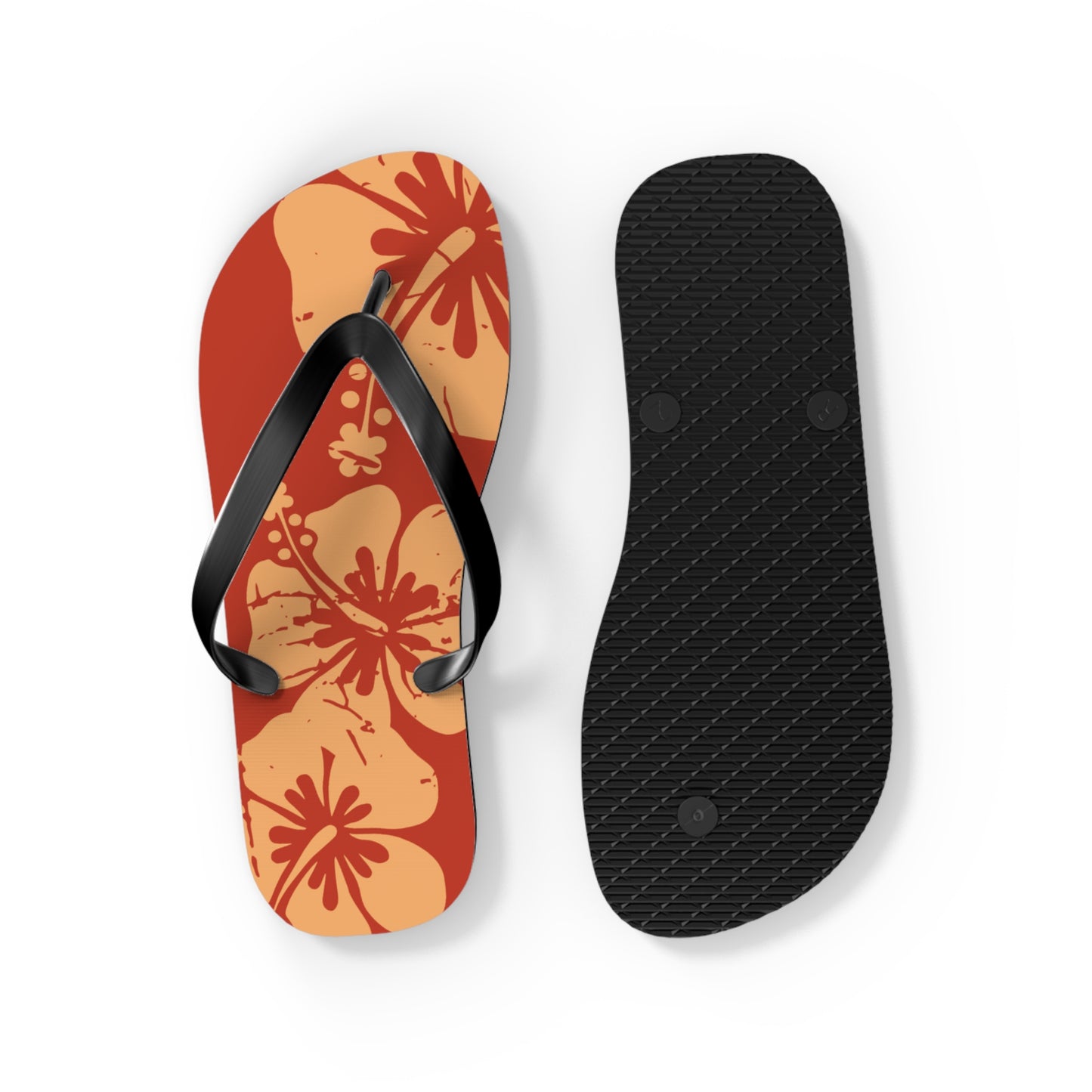 " The Classic Hibiscus" Flip Flop - Distressed Orange