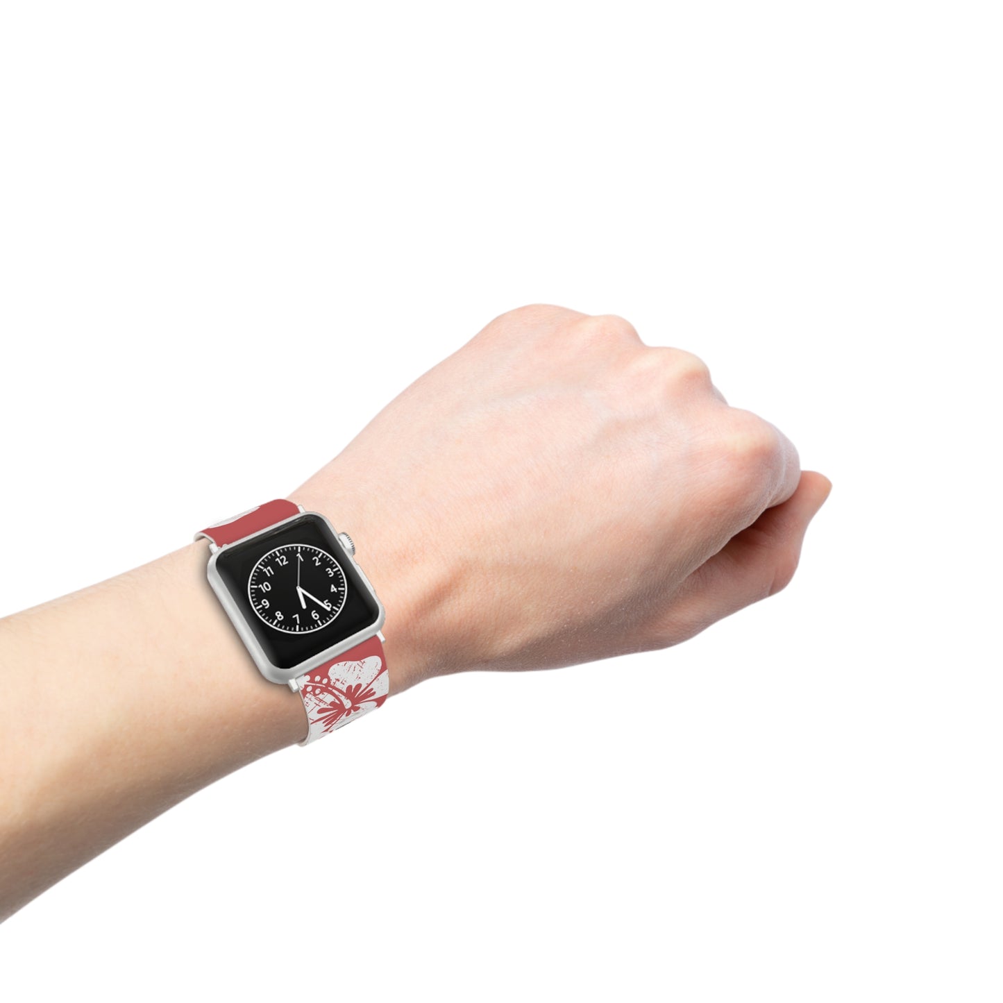 "The Classic Hibiscus" - Distressed  Red Watch Band for Apple Watch