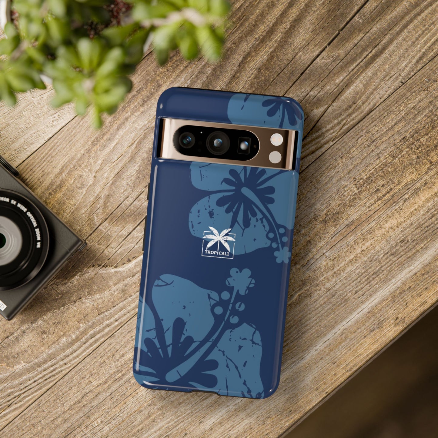 "The Classic Hibiscus" Phone Cover - Distressed Blue