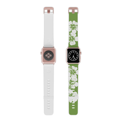 "The Classic Hibiscus" - Distressed Green Watch Band for Apple Watch