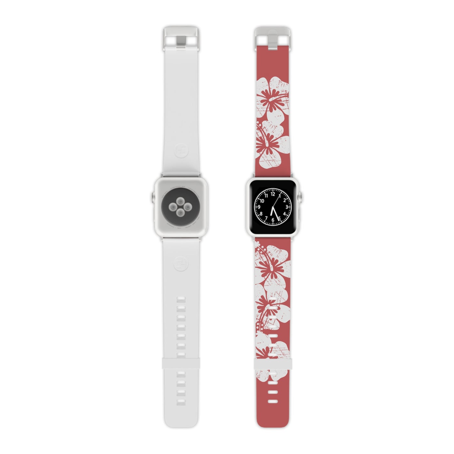 "The Classic Hibiscus" - Distressed  Red Watch Band for Apple Watch