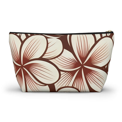 "The Plumeria" Accessory Pouch w T-bottom - Mono Red