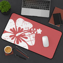 "The Classic Hibiscus" Desk Mat - Distressed Red