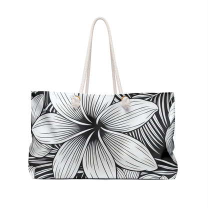 "The Plumeria"  Beach Bag - Black and White