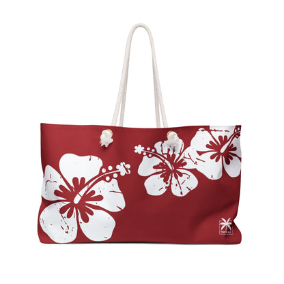 "The Classic Hibiscus" Beach Bag - Distressed Red