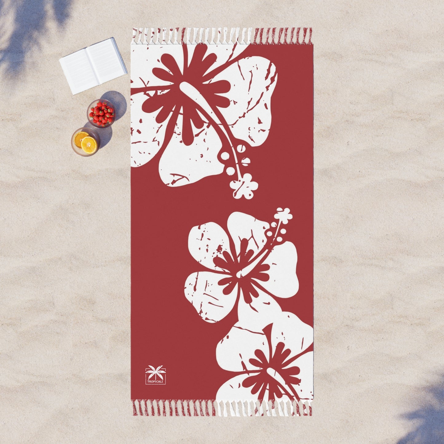 "The Classic Hibiscus"  Beach Cloth - Distressed Red