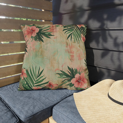 "Hibiscus in Watercolors" Outdoor Pillow