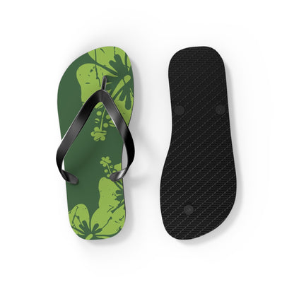 " The Classic Hibiscus" Flip Flop - Distressed Green