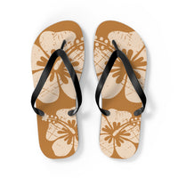 "The Classic Hibiscus" Flip Flop - Distressed Brown
