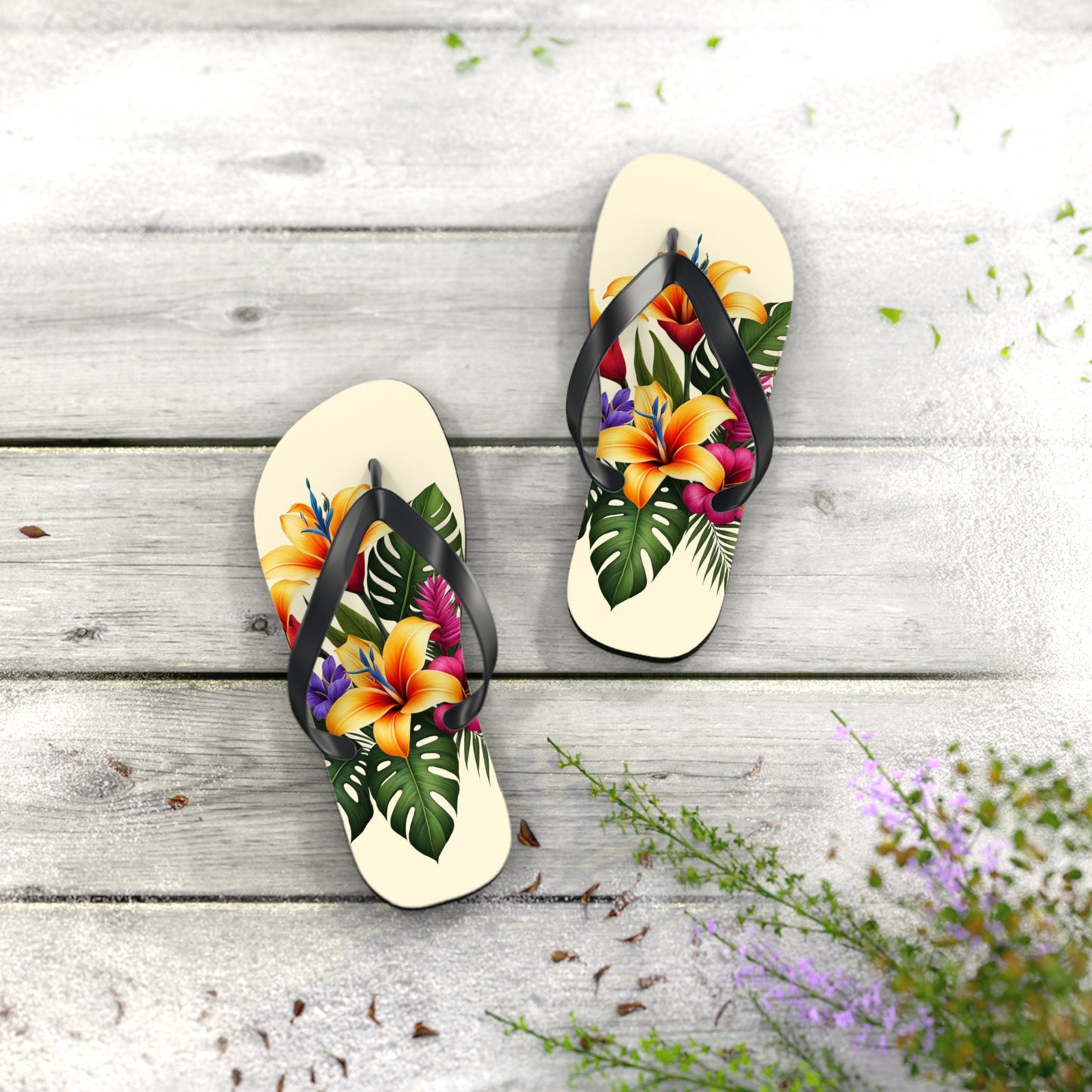 "Tropical Arrangement" Flip Flops