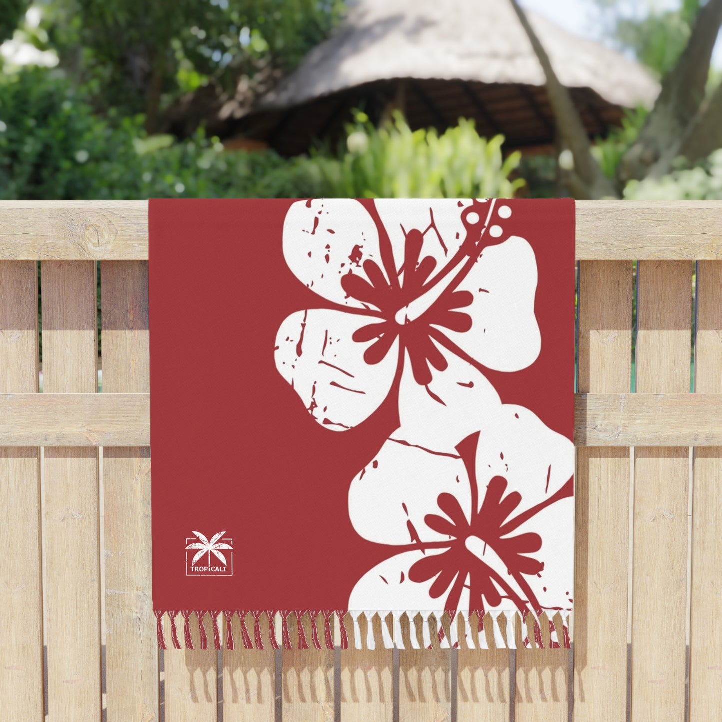 "The Classic Hibiscus"  Beach Cloth - Distressed Red