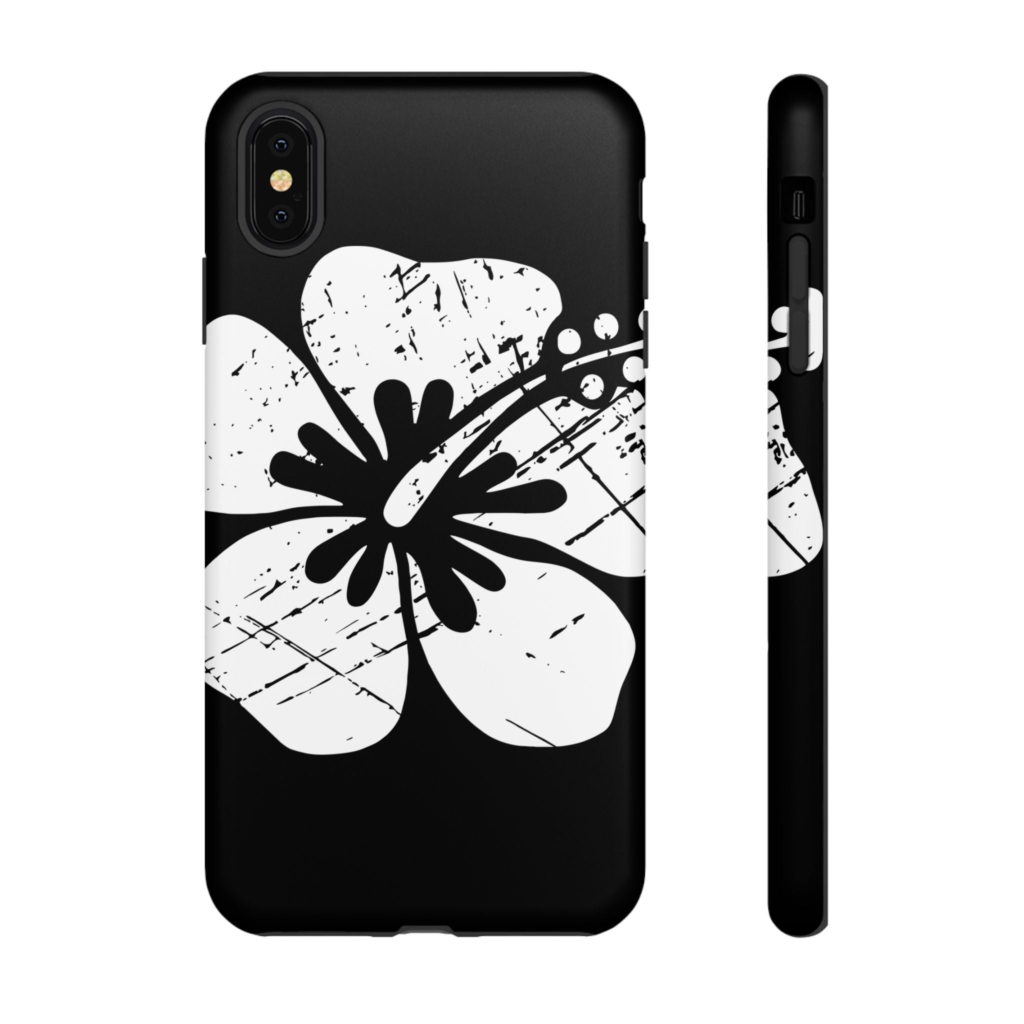 "The Classic Hibiscus" Phone Cover - Distressed Black
