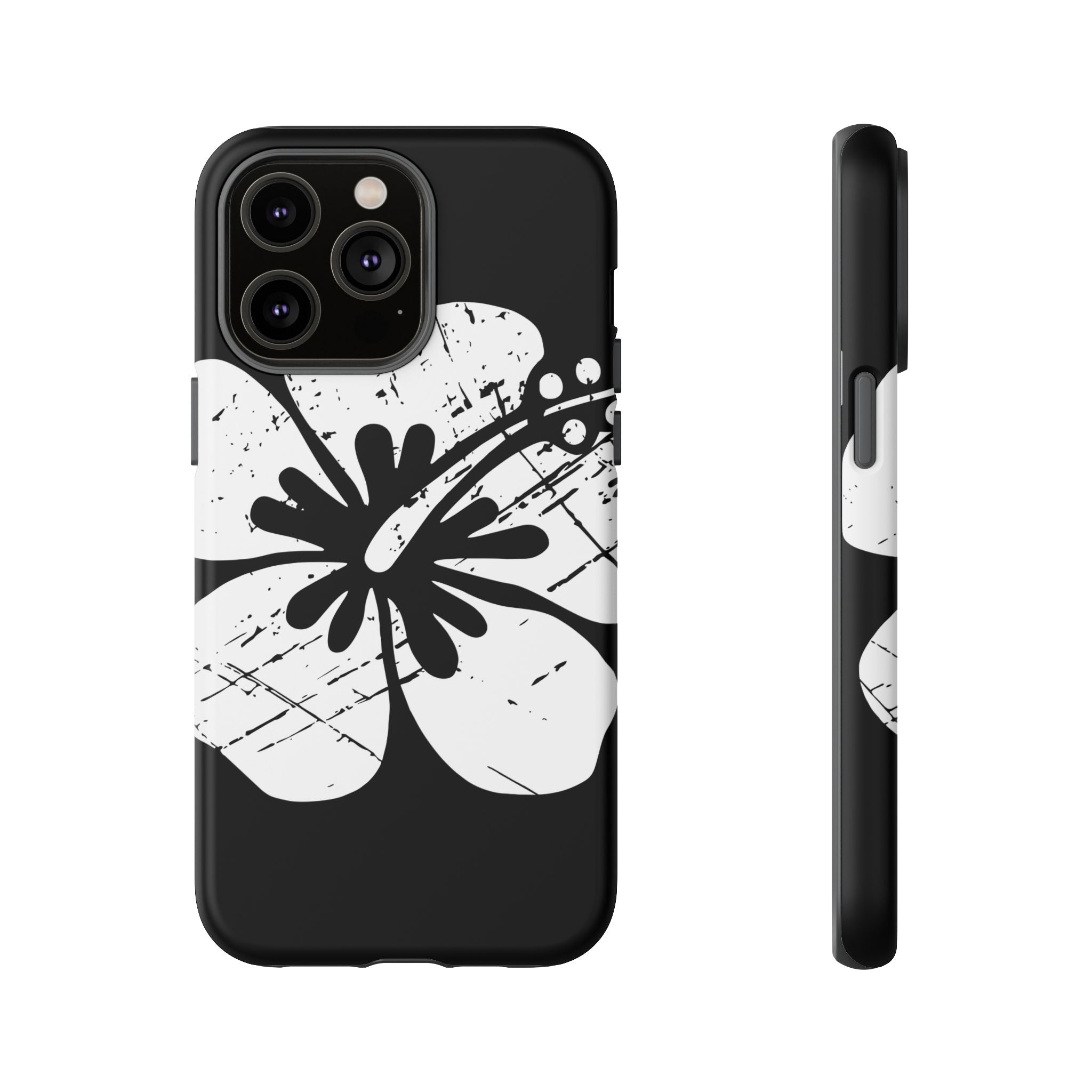"The Classic Hibiscus" Phone Cover - Distressed Black
