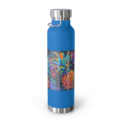 "Neon Pineapple" Copper Insulated Bottle with cap, 22oz