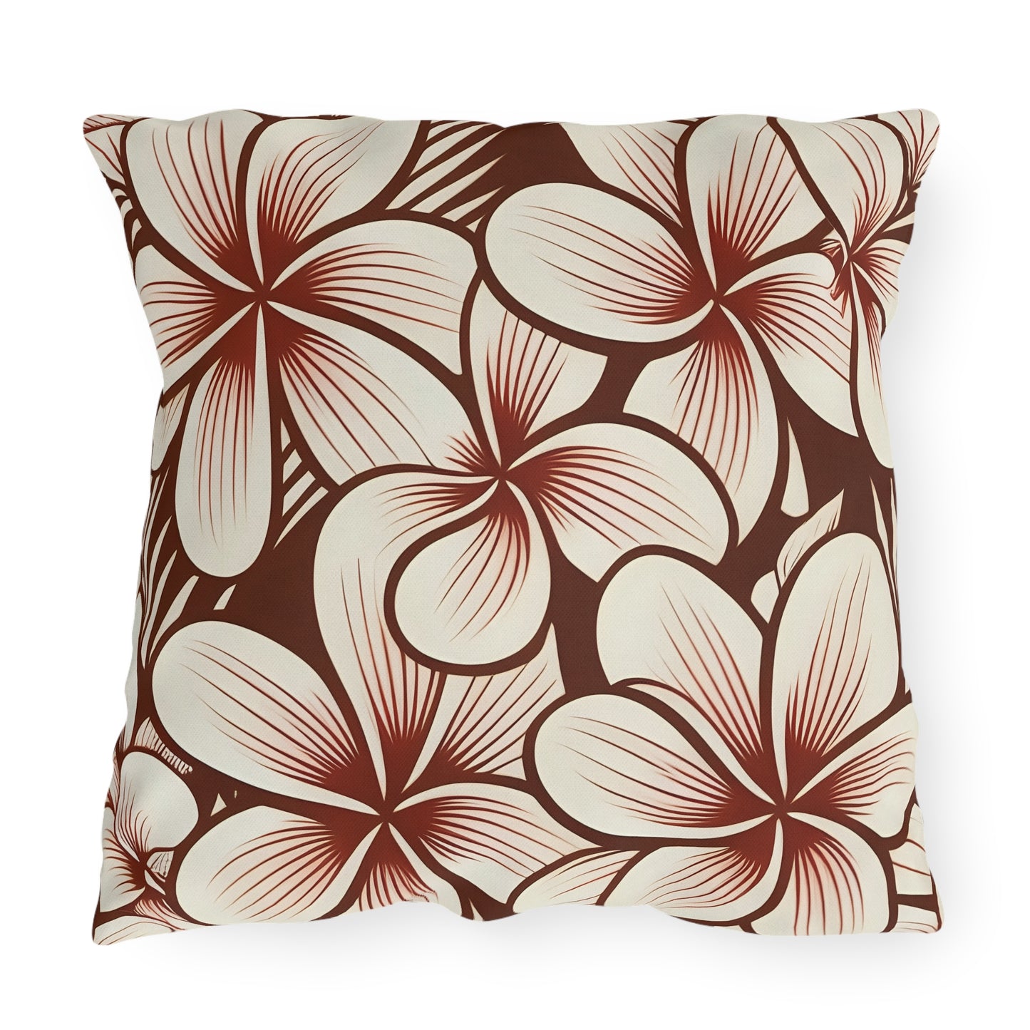 "The Plumeria" Outdoor Pillow - Mono Red