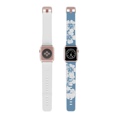 "The Classic Hibiscus" - Distressed Blue Watch Band for Apple Watch