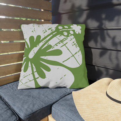 "The Classic Hibiscus" Outdoor Pillow - Distressed Green