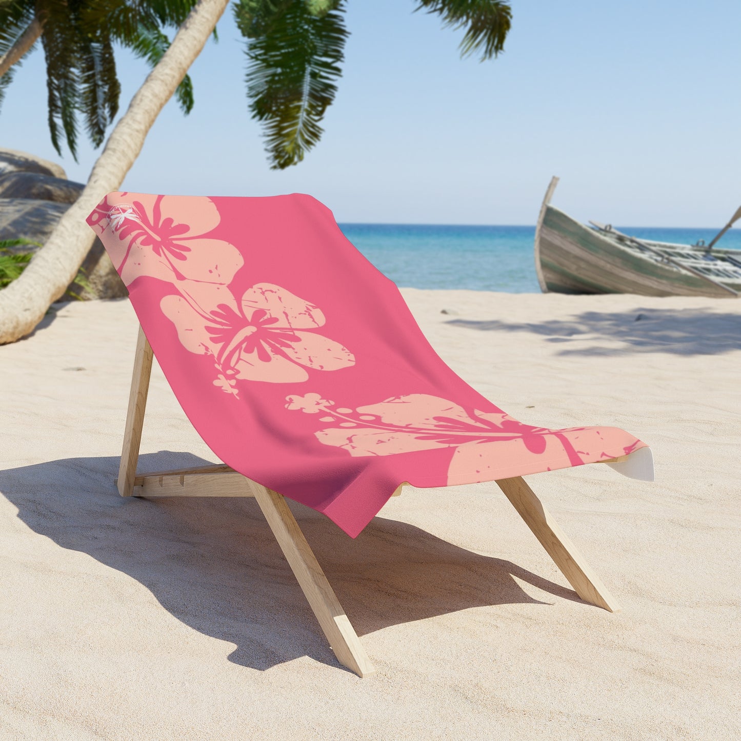 "The Classic Hibiscus" Beach Towel Wrap - Distressed Pink